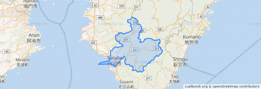 Mapa de ubicacion de 다나베시.
