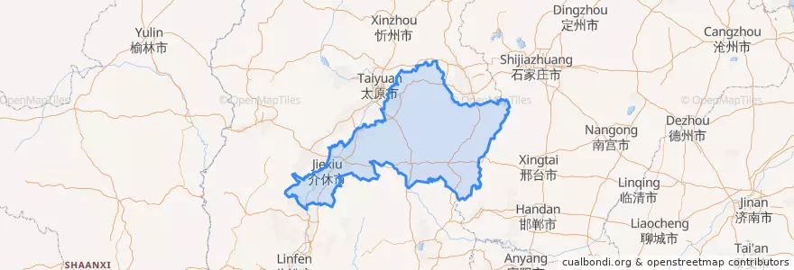 Mapa de ubicacion de 晋中市.