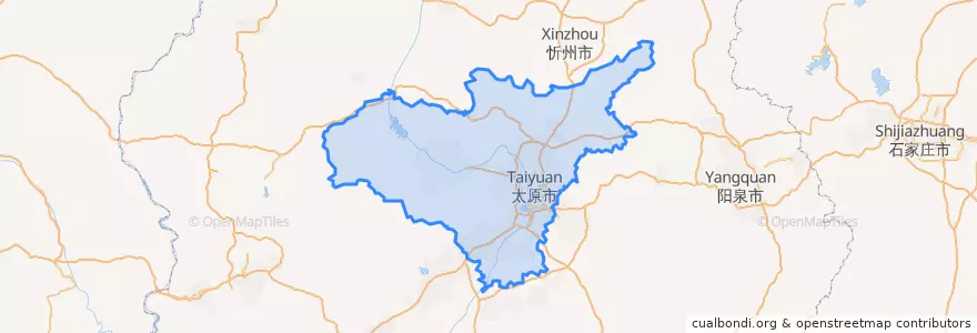 Mapa de ubicacion de Taiyuan City.