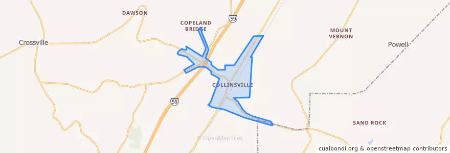 Mapa de ubicacion de Collinsville.