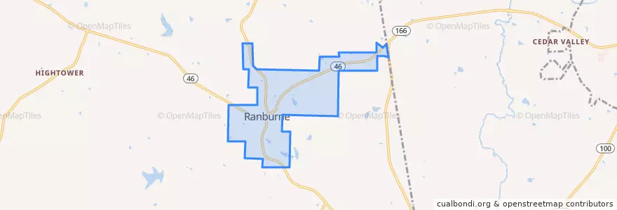 Mapa de ubicacion de Ranburne.