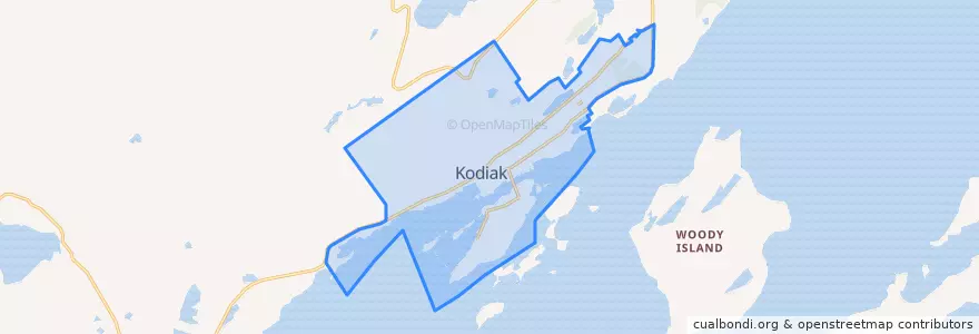 Mapa de ubicacion de Kodiak.