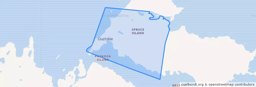 Mapa de ubicacion de Ouzinkie.
