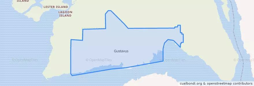 Mapa de ubicacion de Gustavus.