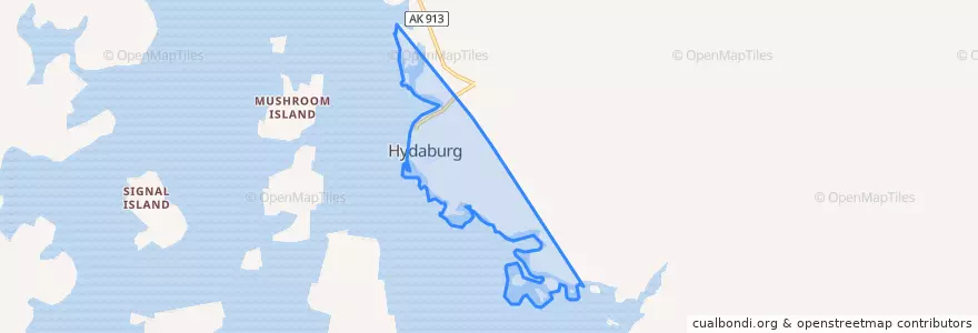 Mapa de ubicacion de Hydaburg.