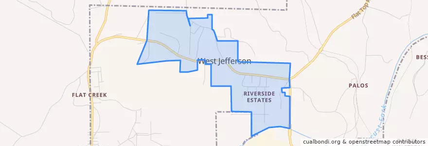 Mapa de ubicacion de West Jefferson.