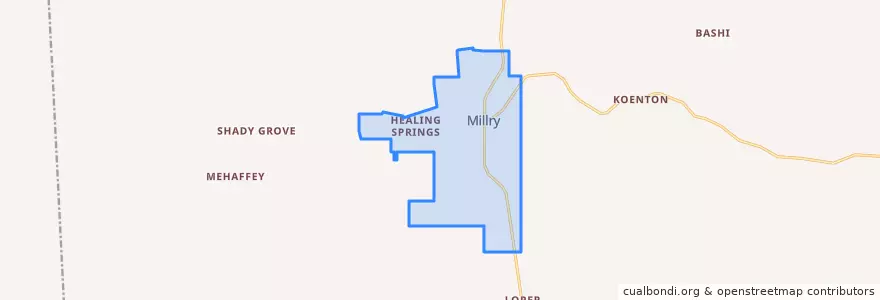 Mapa de ubicacion de Millry.