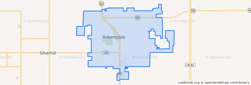 Mapa de ubicacion de Robertsdale.