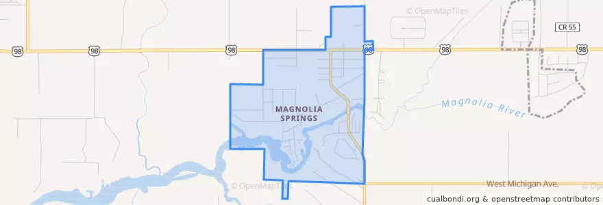 Mapa de ubicacion de ماغنوليا سبرنغز، ألاباما.