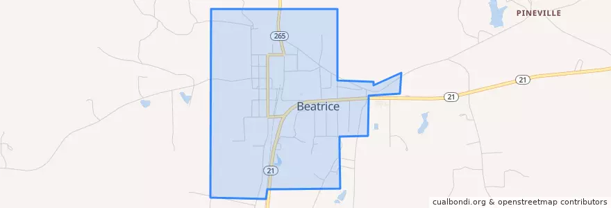 Mapa de ubicacion de Beatrice.