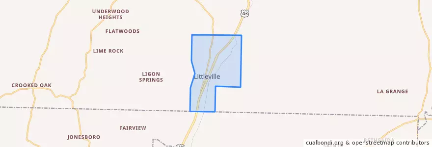 Mapa de ubicacion de Littleville.