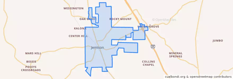 Mapa de ubicacion de Jemison.