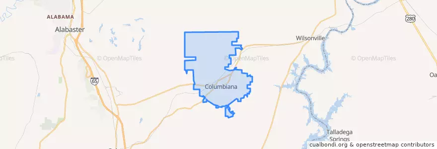 Mapa de ubicacion de Columbiana.