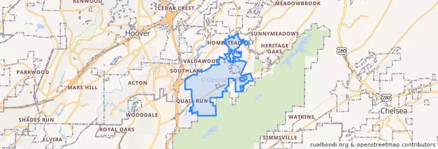Mapa de ubicacion de Indian Springs Village.
