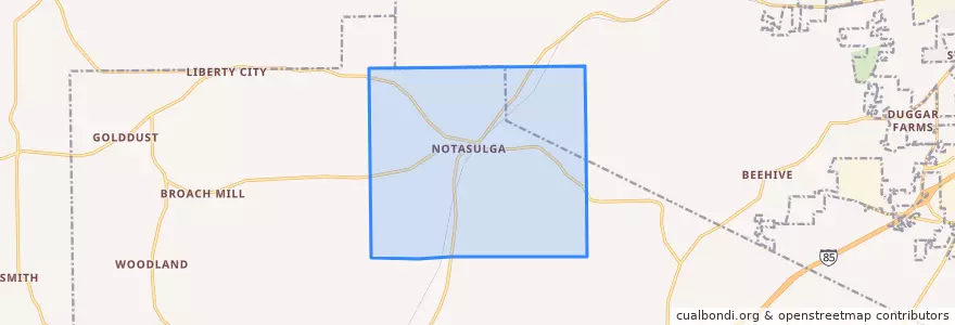 Mapa de ubicacion de Notasulga.
