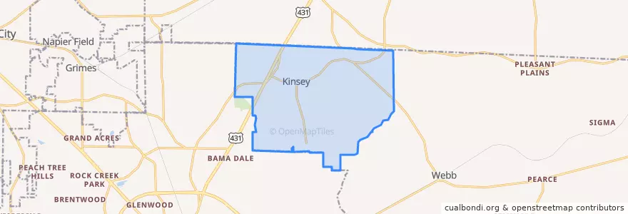 Mapa de ubicacion de Kinsey.