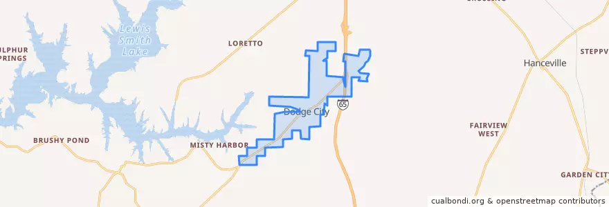 Mapa de ubicacion de Dodge City.