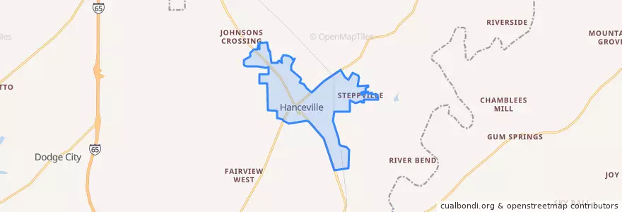 Mapa de ubicacion de Hanceville.