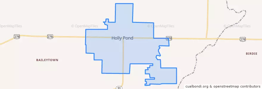 Mapa de ubicacion de Holly Pond.
