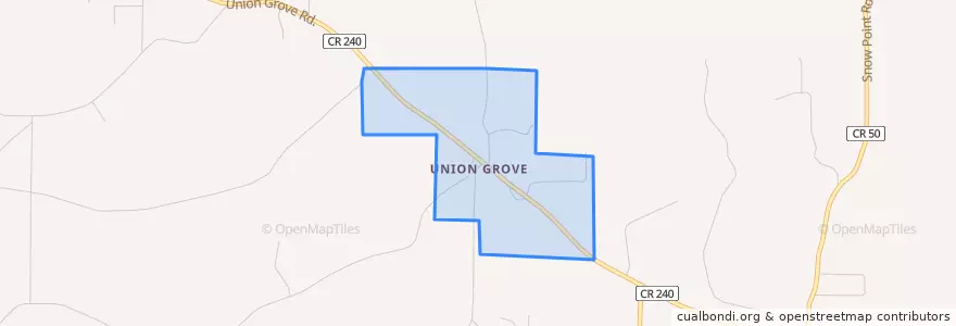 Mapa de ubicacion de Union Grove.