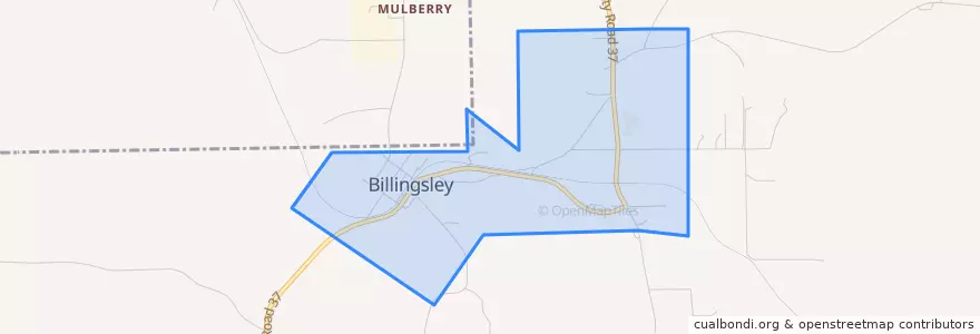 Mapa de ubicacion de Billingsley.