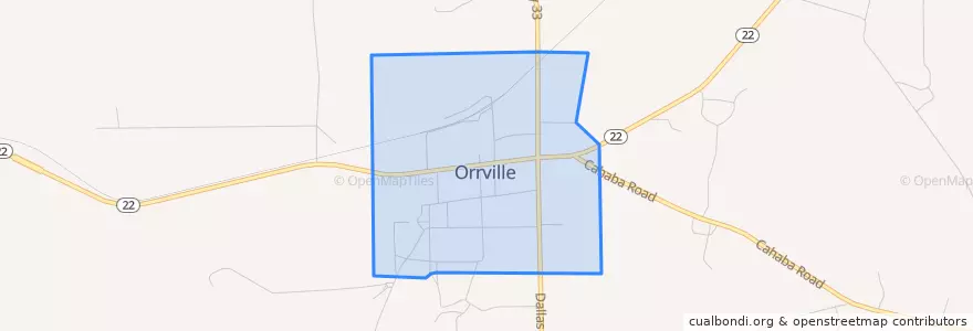 Mapa de ubicacion de Orrville.
