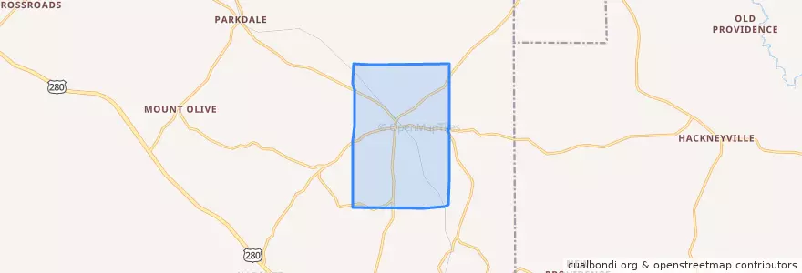 Mapa de ubicacion de Goodwater.