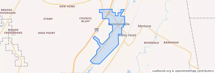 Mapa de ubicacion de Hammondville.