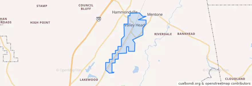 Mapa de ubicacion de Valley Head.