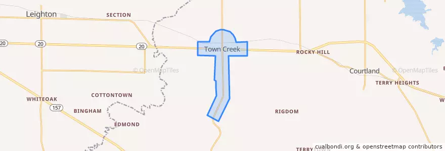 Mapa de ubicacion de Town Creek.