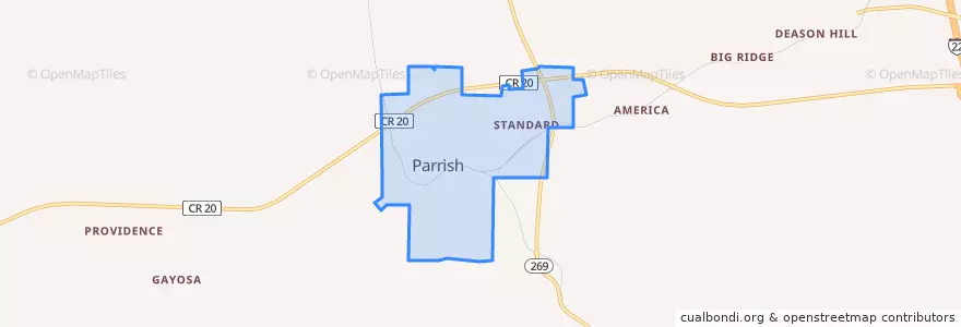 Mapa de ubicacion de Parrish.