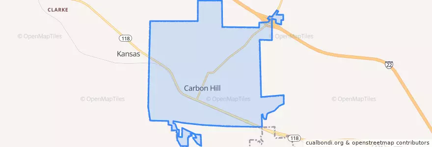 Mapa de ubicacion de Carbon Hill.
