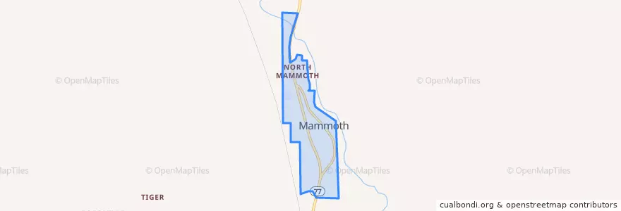 Mapa de ubicacion de Mammoth.
