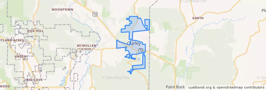 Mapa de ubicacion de Gurley.