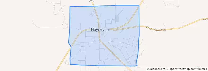 Mapa de ubicacion de Hayneville.