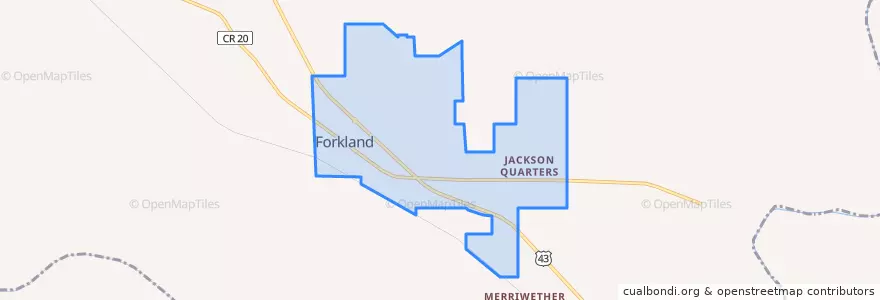 Mapa de ubicacion de Forkland.