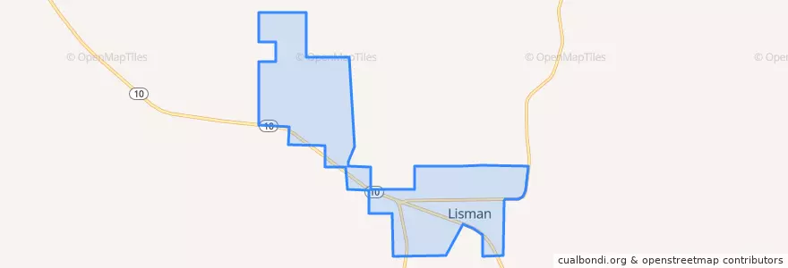 Mapa de ubicacion de Lisman.