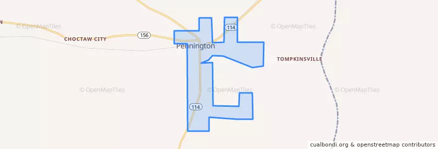 Mapa de ubicacion de Pennington.