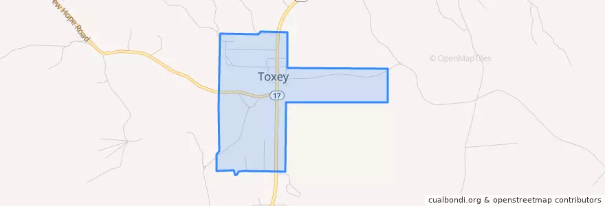 Mapa de ubicacion de Toxey.
