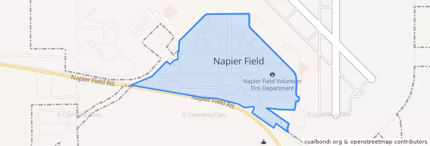 Mapa de ubicacion de Napier Field.