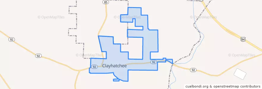 Mapa de ubicacion de Clayhatchee.