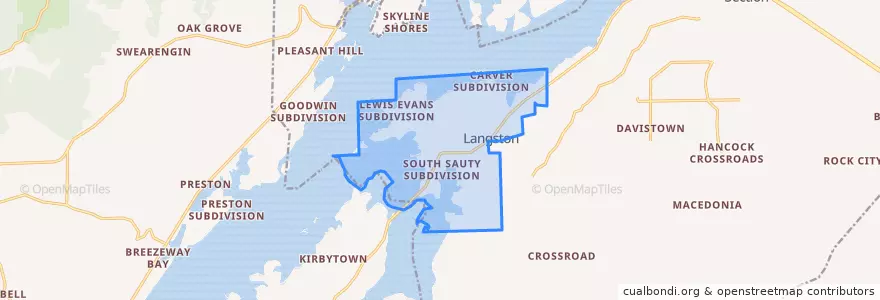 Mapa de ubicacion de Langston.