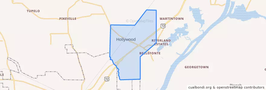Mapa de ubicacion de Hollywood.