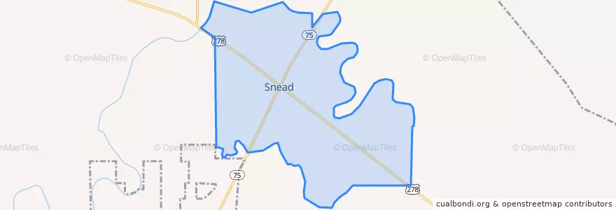 Mapa de ubicacion de Snead.
