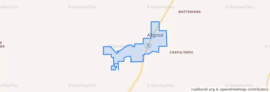 Mapa de ubicacion de Allgood.