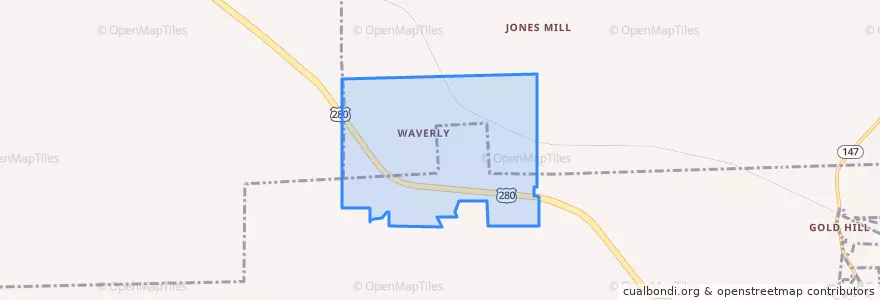 Mapa de ubicacion de Waverly.