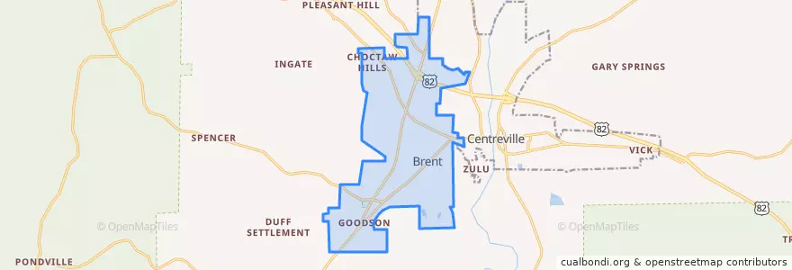 Mapa de ubicacion de Brent.