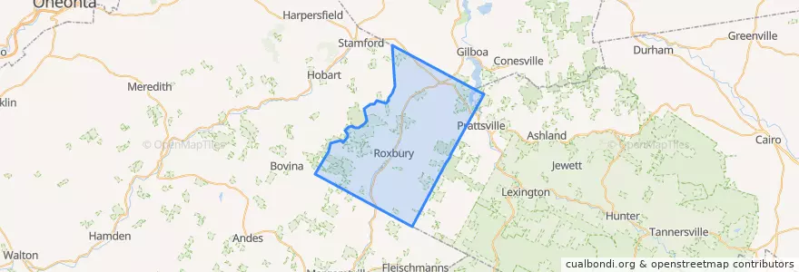 Mapa de ubicacion de Town of Roxbury.