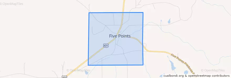 Mapa de ubicacion de Five Points.