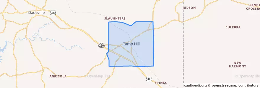 Mapa de ubicacion de Camp Hill.